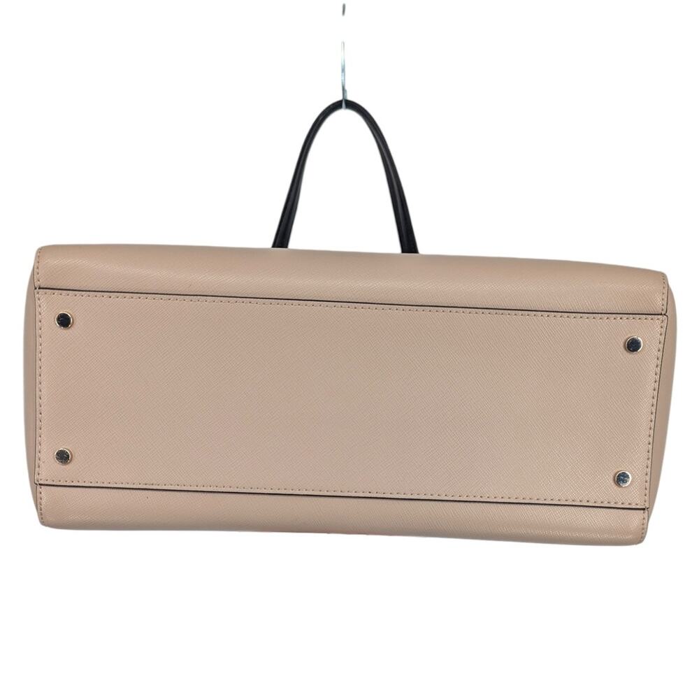 Kate Spade Staci Saffiano Leather Tote Beige Black Work Bag Large - Picture 5 of 8